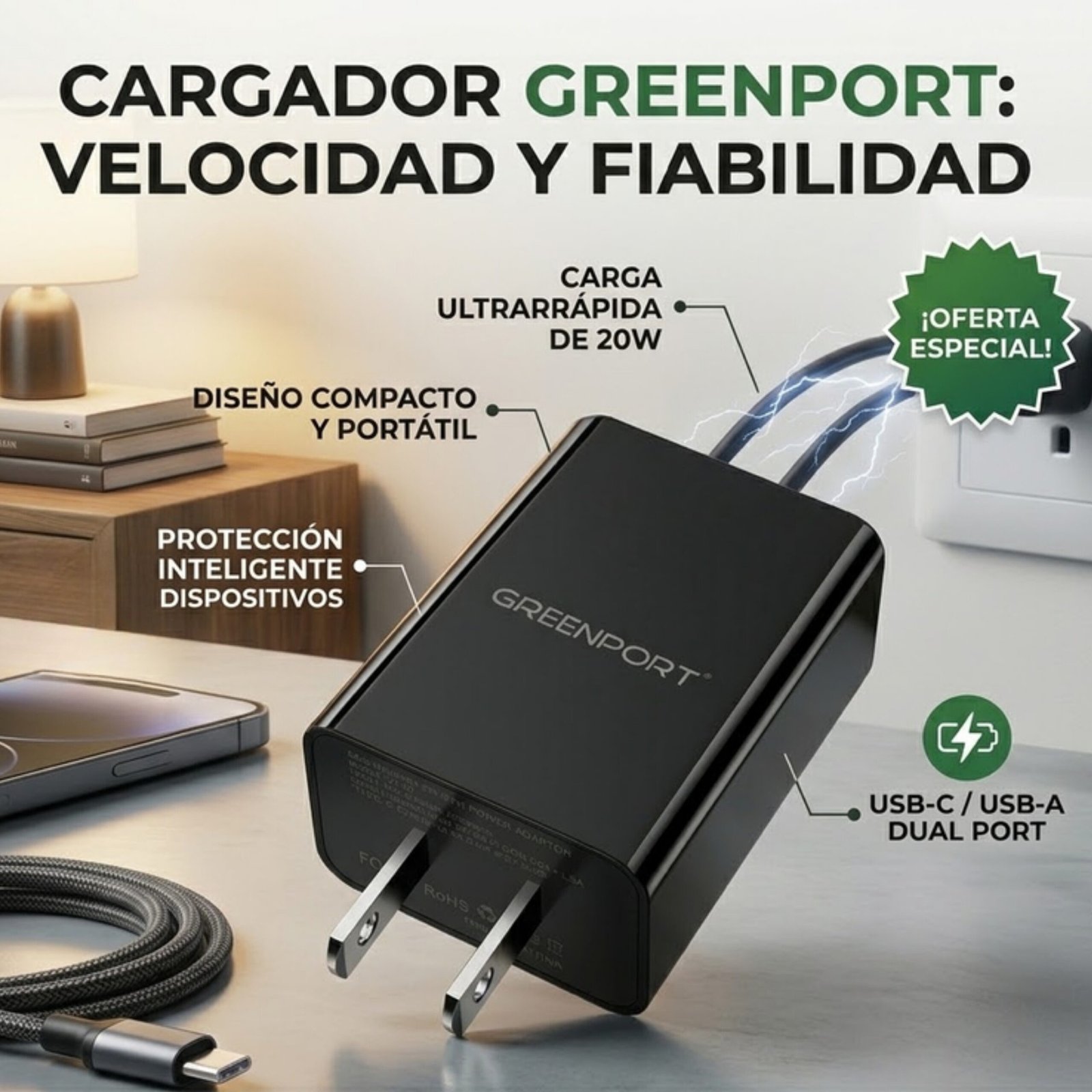 Pack: 2x Cargador Usb, Adaptador Carga Rápida Pd, 20w, Tipo C Qc 3.0 - Negro. - Image 3