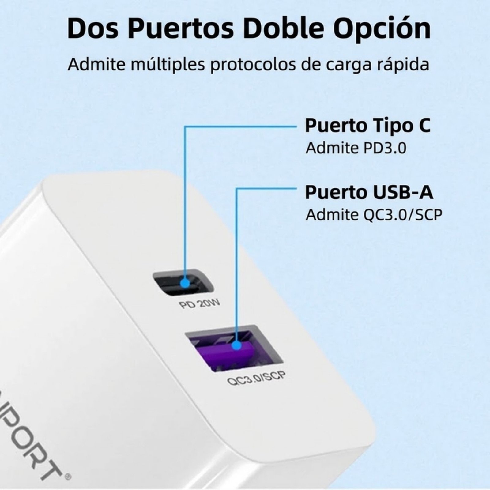 Cargador Usb, Adaptador Carga Rápida Pd, 20w, Tipo C Qc 3.0 - Blanco - Image 3