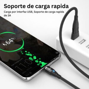 Cable Cargador Magnético 60w Greenport 6 En 1 / 1 Metro - 360° - Negro
