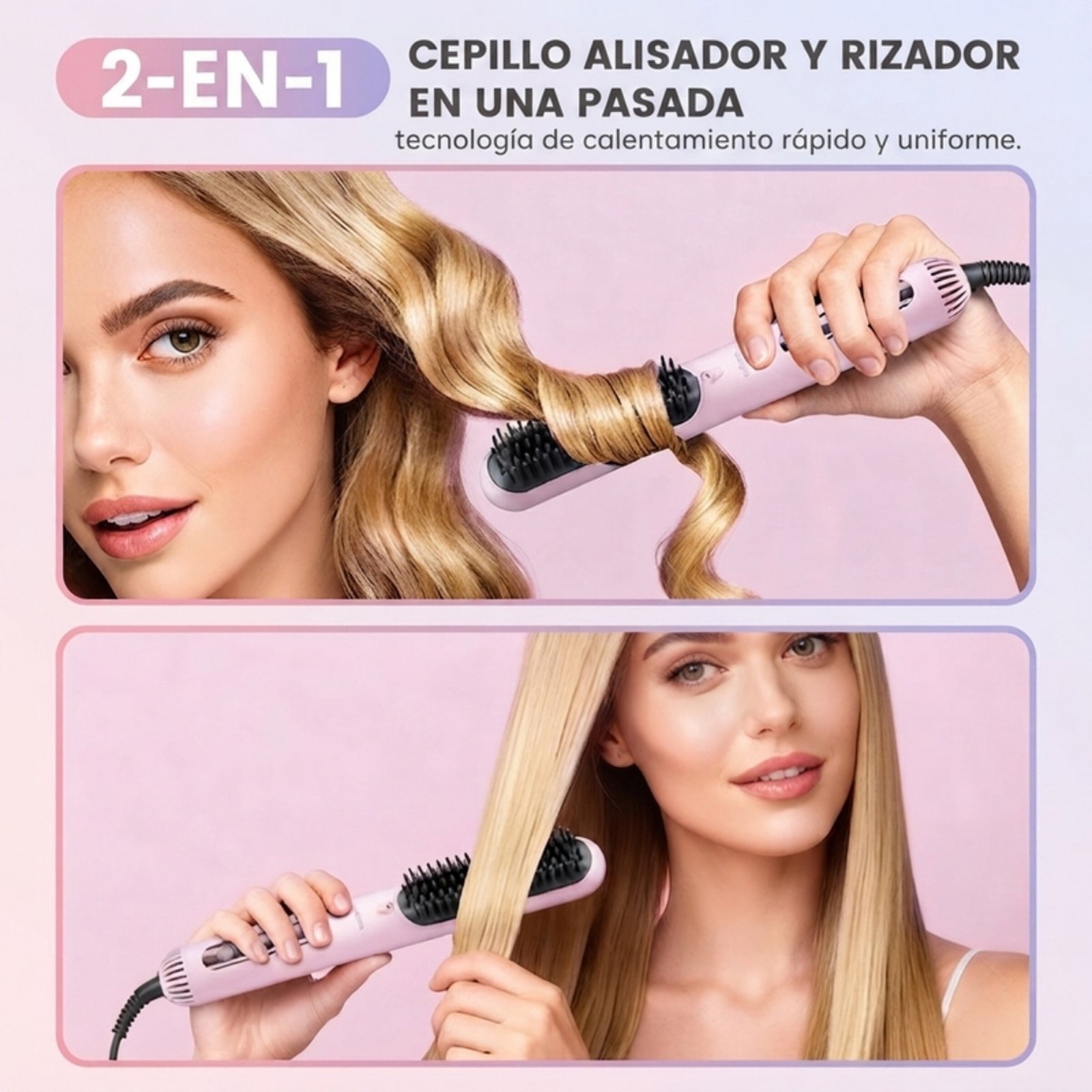 Peine alisadora de cabello alambrica Enchen H2 - Rosado - Image 3
