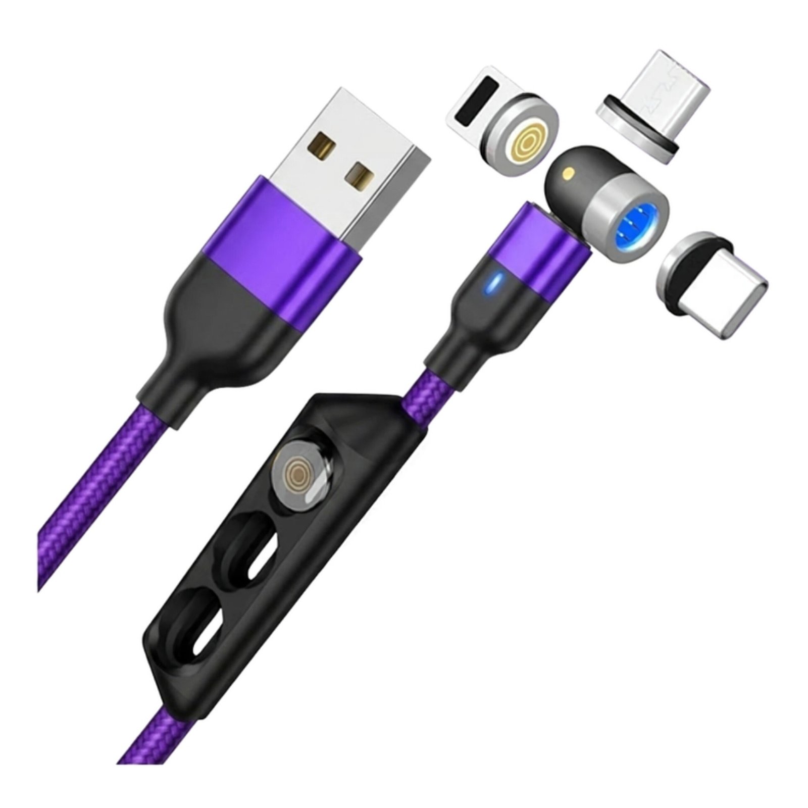 Cable Carga Magnético 2a 360 + 180 Micro Usb + Tipo-c + Ios - Púrpura - Image 3