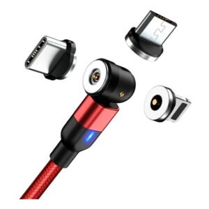 Cable Carga Magnético 2a 360 + 180 Micro Usb + Tipo-c + Ios - Rojo