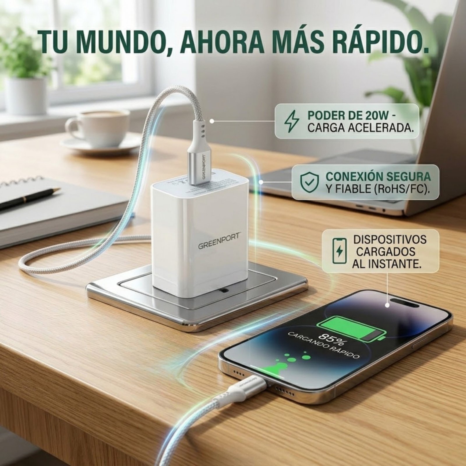Pack: 2x Cargador Usb, Adaptador Carga Rápida Pd, 20w, Tipo C Qc 3.0 - Blanco. - Image 3