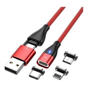 Cable Cargador Magnético 60w Greenport 6 En 1 / 2 Metros - Rojo