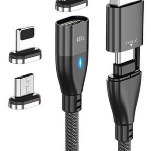 Cable Cargador Magnético 100w Greenport 6 En 1 / 1 Metro - Negro
