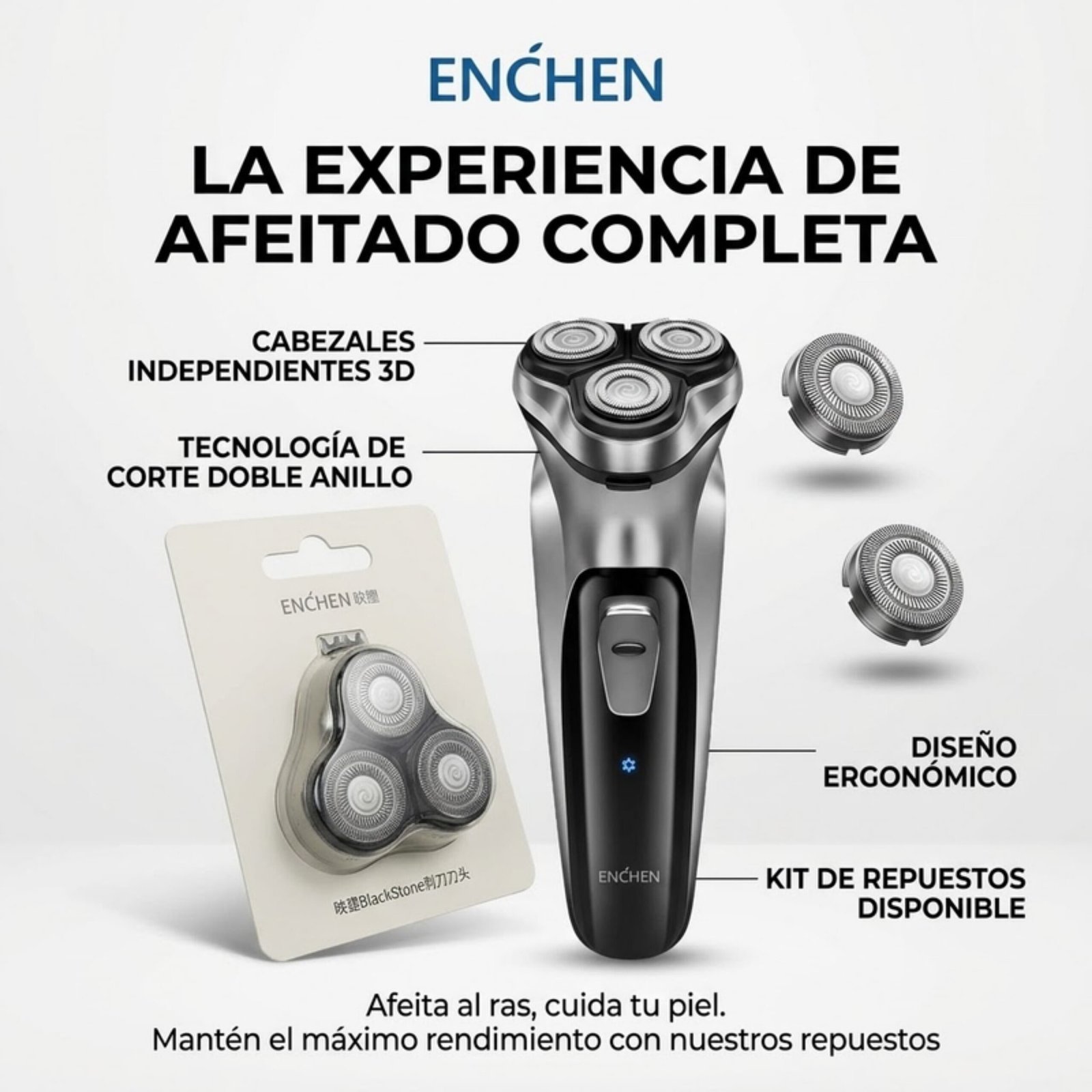 Pack: 1x Afeitadora Blackstone Enchen - Gris + 1x Afeitadora Blackstone Enchen - Repuesto - Gris oscuro / Pack 1. - Image 2