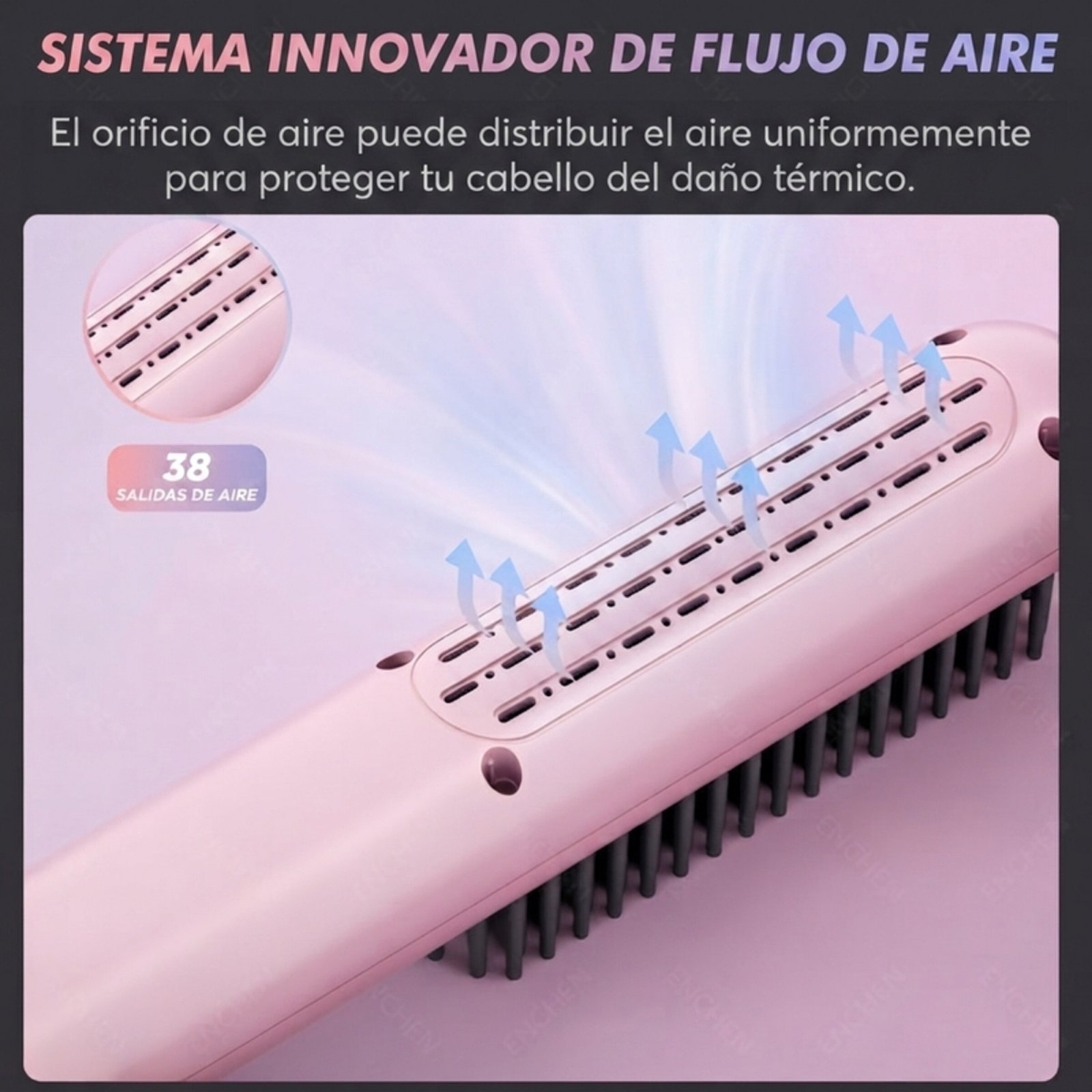 Peine alisadora de cabello alambrica Enchen H2 - Rosado - Image 7