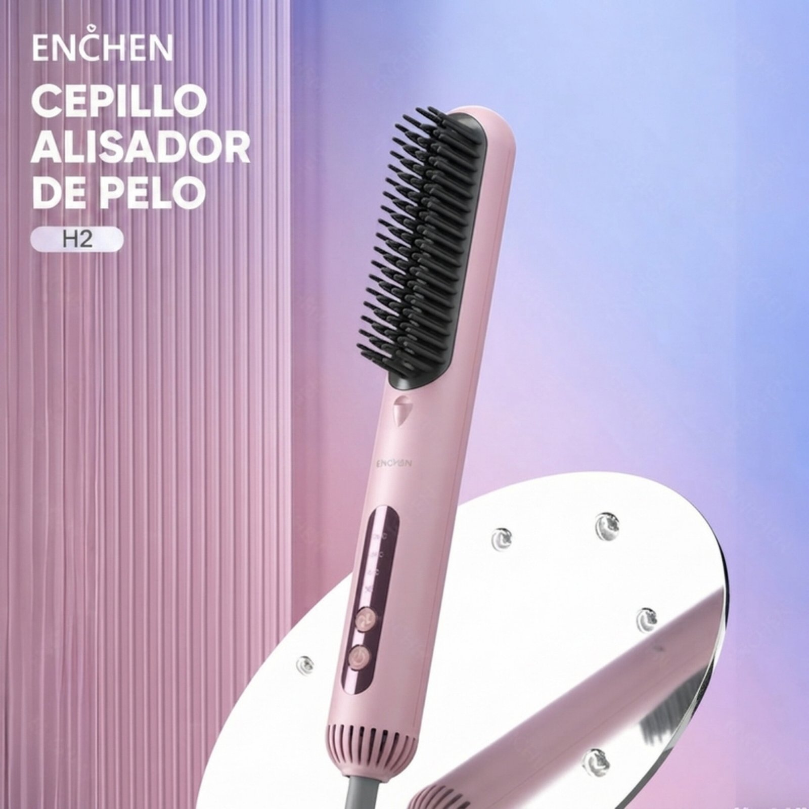 Peine alisadora de cabello alambrica Enchen H2 - Rosado - Image 2