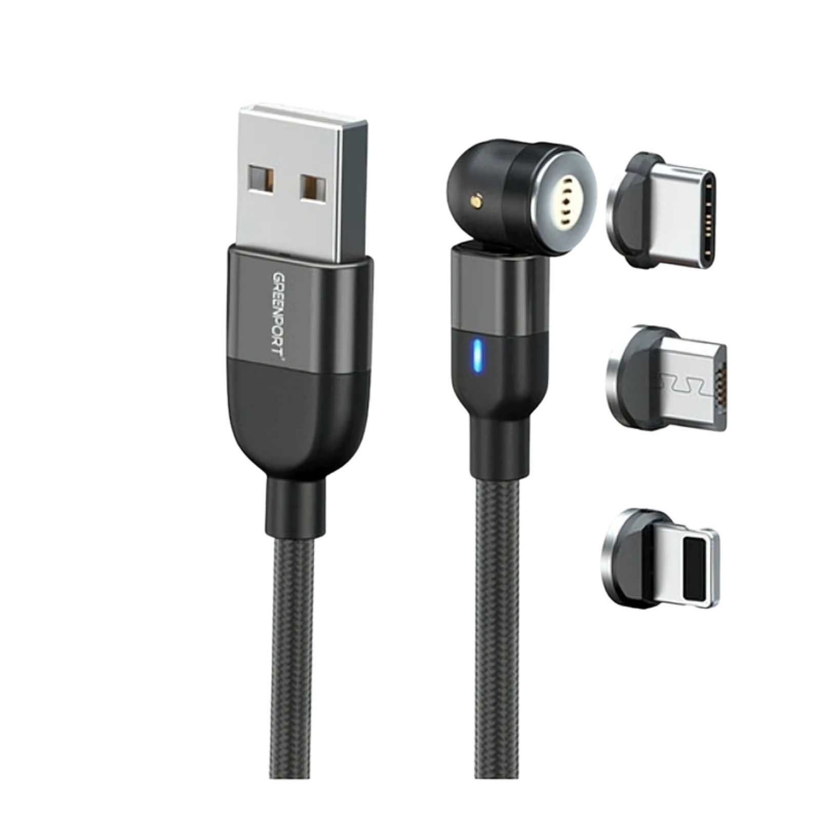 Cable Carga Magnético 3a 540 Micro Usb + Tipo-c + Ios /2 Mts - Negro - Image 5